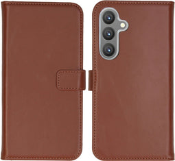Selencia Samsung Galaxy S24 Plus - Echt Lederen Bookcase - 3 Pashouders - Lichtbruin