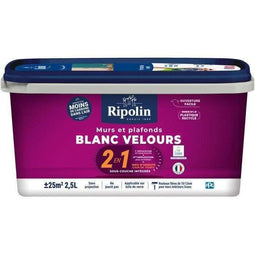 RIPOLIN 2 in 1 - Wand & Plafond - Fluweel Wit - 2,5 L