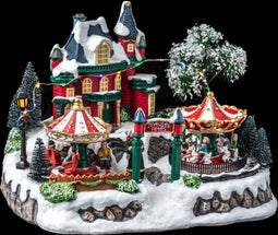 Kerstdorp - Kersthuisje met verlichting - Carrousel - LED - 18 LED
