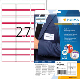 Naambadge etiket herma 4512 63.5x29.6mm wit/rood