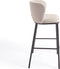 Kave Home Ciselia - Kruk - Chenille stof zwart staal - Beige (1 stuk)