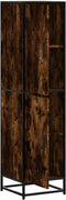 vidaXL - Hoge - kast - 35,5x35x139 - cm - bewerkt - hout - en - metaal - gerookt - eiken