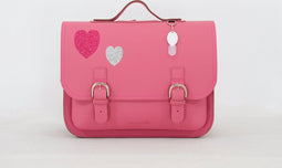 Own Stuff Lederen Boekentas Hartjes Lagere school - Antiek Roze