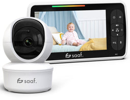 Saaf Babyfoon - met Camera en Monitor - Praatfunctie en Nachtzicht - 5" Scherm - Wit