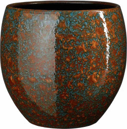Mica Decorations Bloempot Fabian - 28x28x28 cm - Terracotta - Blauw