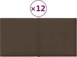vidaXL - Wandpanelen - 12 - st - 0,54 - m² - 30x15 - cm - stof - bruin
