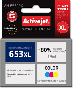 Activejet AH-653CRX - Inktcartridge - Vervanging HP 653XL - Kleur (1 stuk)