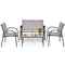 Coast 4-delige terrasmeubelset - 1 dubbele bank 2 enkele stoelen en tafel - ademend materiaal poedercoat ijzer - grijs (set van 4)