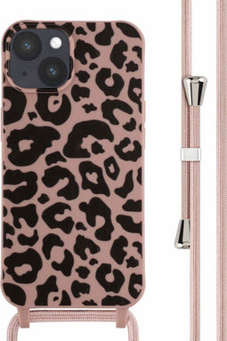 iMoshion Hoesje Geschikt voor iPhone 14 Hoesje Met Koord - iMoshion Siliconen design hoesje met koord - Roze / Animal Pink