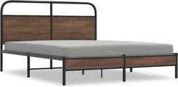 vidaXL - Bedframe - zonder - matras - bewerkt - hout - bruin - eikenkleur - 150x200 - cm