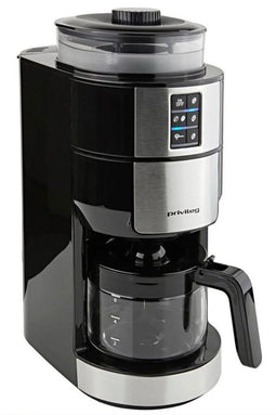 Privileg Koffiezetapparaat - Ingebouwde Koffiemolen - Timer Instelbare Maalgraad - Zwart/Zilver