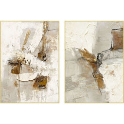 Schilderij Home ESPRIT Wit Gouden Abstract Modern 103 x 4,5 x 143 cm (2 Stuks)