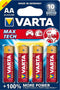 Varta - 4706/4B - AA Longlife Max Power batterijen - 4 stuks (4 stuks)