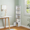 Woltu Hoekboekenkast - 5 Planken en Kastdeur - Wit Hout - 29,5 x 29,5 x 158 cm