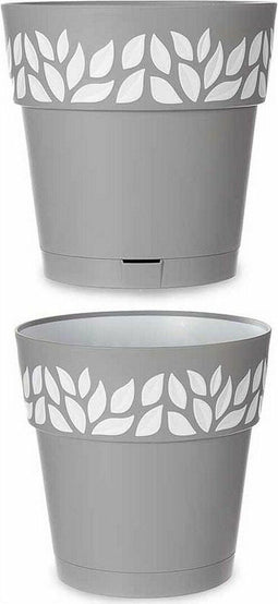 Zelfwaterende Bloempot Met Reservoir Wit Grijs (25 x 25 x 25 cm)