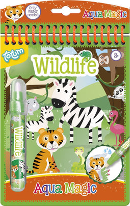 Totum junior water kleurboekje wildlife wilde dieren - herbruikbaar kleurboek Aqua magic 16 x 21 cm peuter speelgoed educatief