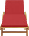vidaXL - Opvouwbare - Zonnebank - met - Wielen - & - Kussen - Rood - Massief - Hout - Acacia