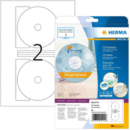 Herma 5115 - CD/DVD etiketten - Zelfklevend met positioneringshulp - A4 (25 stuks)