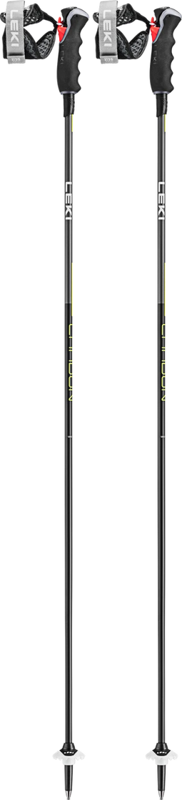 LEKI Carbon 12 3D - Skistokken - Trigger 3D Pro G-handgreep - zwart/antraciet/geel 135 cm