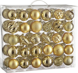 House of Seasons - Kerstballen Set - Onbreekbaar - Goud - Ø7 cm (60 stuks)