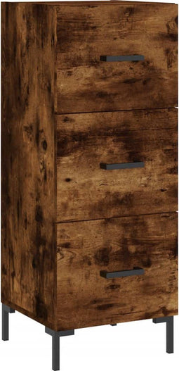 vidaXL - Dressoir - 34,5x34x90 - cm - bewerkt - hout - gerookt - eiken