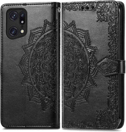iMoshion Hoesje Geschikt voor Oppo Find X5 Pro 5G Hoesje Met Pasjeshouder - iMoshion Mandala Bookcase - Zwart