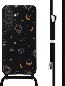 imoshion Hoesje Geschikt voor Samsung Galaxy S24 Hoesje Met Koord - imoshion Siliconen design hoesje met koord - Zwart / Sky Black
