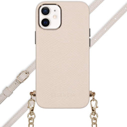 Selencia Hoesje Geschikt voor iPhone 12 Mini Hoesje Met Koord - Selencia Aina Slang Hoesje met koord - Wit