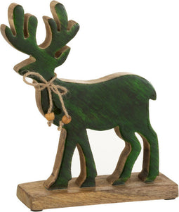 J-Line kerstfiguur Rendier - hout - groen - small