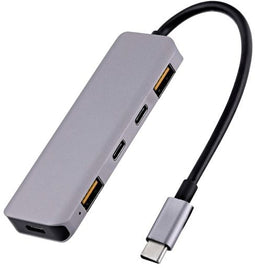 T'nB TCHUBUSBC - USB Hub - 2x USB 2.0 type-A 3x USB 3.2 Gen2 10Gb/s - 100W Power Delivery - Hoogte 11mm Breedte 31mm