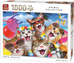 King Puzzel 1000 Stukjes - Cats Selfie - Legpuzzel Dieren 68 x 49 cm