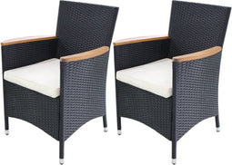vidaXL - Tuinstoelen - 2 - st - met - kussens - poly - rattan - zwart