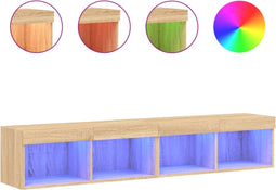 vidaXL - Tv-meubels - met - LED-verlichting - 2 - st - 80x30x30 - cm - sonoma - eiken