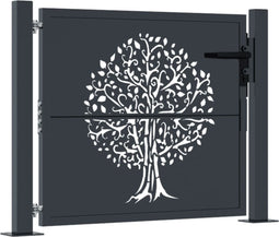 vidaXL - Poort - 105x105 - cm - met - boomontwerp - staal - antracietkleurig
