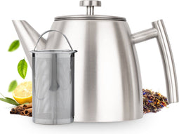 Vaja® Theepot Camille - Dubbelwandig - 1 Liter - RVS met Filter
