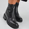 PS Poelman Klara - Dames Enkellaarzen - Chunky Zool met Rits - Zwart - Maat 39