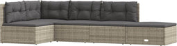 vidaXL - 5-delige - Loungeset - met - kussens - poly - rattan - grijs