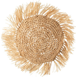 J-Line kussen Rond Raffia - jute - naturel