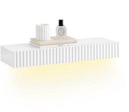 SoBuy FHK38-W - Zwevende wandplank - Lade LED-bewegingssensor - Wit