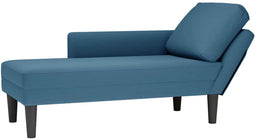 vidaXL - Chaise - longue - met - kussen - en - rechterarmleuning - fluweel - blauw