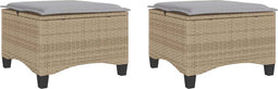 vidaXL - Tuinkrukken - met - kussens - 2 - st - 55x55x36 - cm - poly - rattan - beige