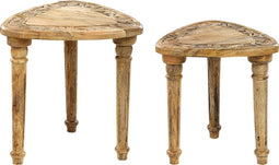 Beliani SAORA - Bijzettafel set - Lichte houtkleur - Mangohout