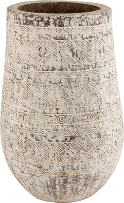 J-Line bloempot Maya Extra - palmhout - wit - 100 cm hoog