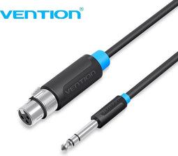 Vention XLR naar Jack 6.35 mm - Audio Kabel 3 m - Nickel-Plated - Zwart