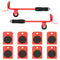 Meubelrollers 8 stuks met lifters 9,8x7,5x3 cm 150 kg rood