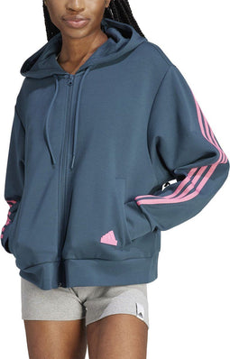 adidas Future Icons 3-Stripes Ritshoodie - Dames - Losvallend model - Turquoise - L