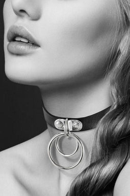 Bijoux Pour Toi - Halsband met Dubbele Ring - Zwart