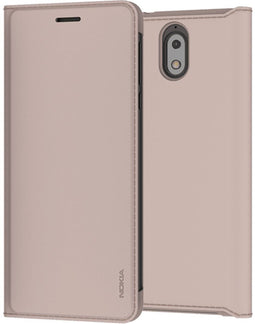 Nokia 3.1 - Slim Flip Cover - Kunstleder met pashouder - Beige