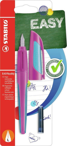 STABILO EASYbuddy - Ergonomische Vulpen - Roze/Licht Blauw - L Punt Voor Linkshandigen