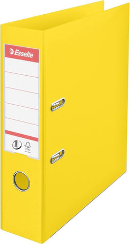 Esselte No.1 VIVIDA Kunststof A4 Ordner met Etikethouder - Voor 500 Vel - Rugbreedte van 75mm - Geel